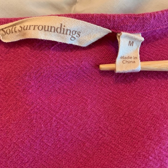 Soft Surroundings Women's Pink Asymmetrical Tunic size M mother-of-pearl button - Picture 5 of 12